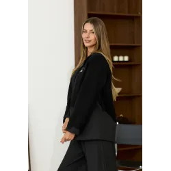 Marynarka oversize z dzianinowymi wstawkami