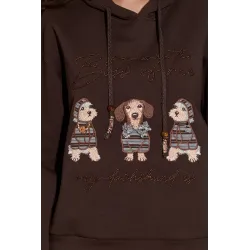 Bluza z kapturem i haftem z psami