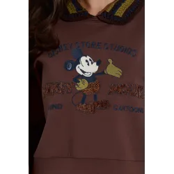 Bluza z haftem Myszki Miki i dzianinowym kołnierzykiem