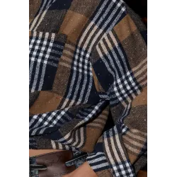 Flanelowa koszula w kratę z drobnymi cekinami