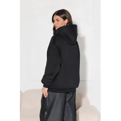 Bluza z kapturem i brokatowym napisem