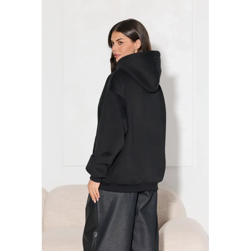 Bluza z kapturem i brokatowym napisem