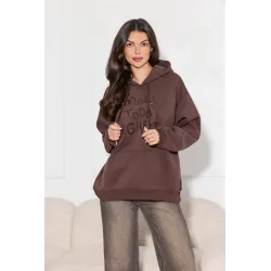 Bluza oversize z kapturem i haftowanym napisem