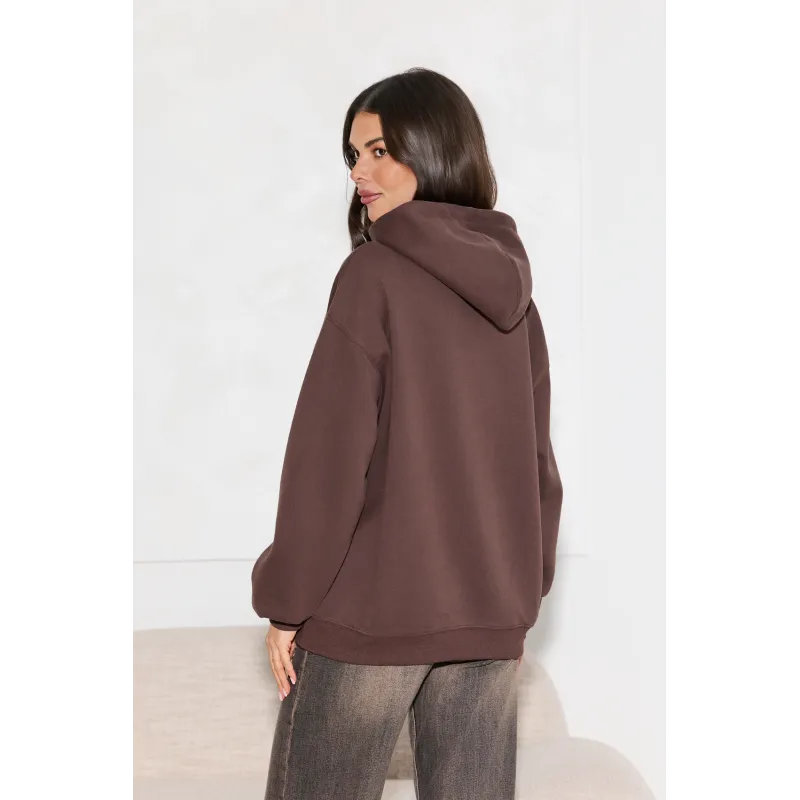 Bluza oversize z kapturem i haftowanym napisem
