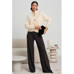 FUTRZANY KARDIGAN ZE ZŁOTYMI GUZIKAMI