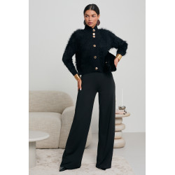 FUTRZANY KARDIGAN ZE ZŁOTYMI GUZIKAMI