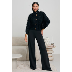 FUTRZANY KARDIGAN ZE ZŁOTYMI GUZIKAMI