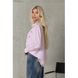 Koszula oversize w paski z kolorowym haftem