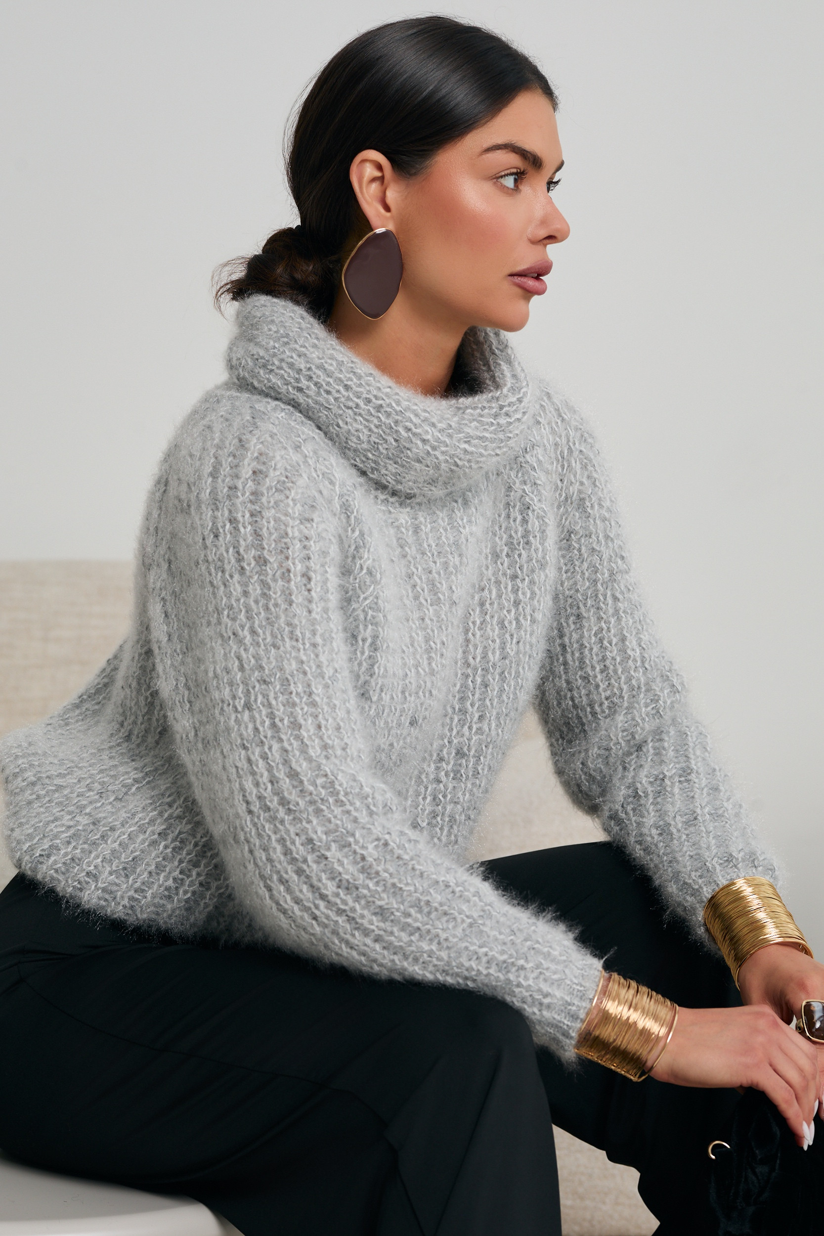 GRUBO PLECIONY SWETER Z GOLFEM