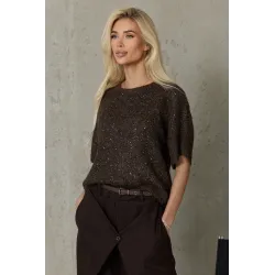 Sweter z krótkim rękawem i cekinami