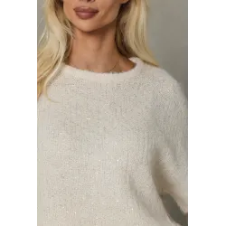 Sweter z krótkim rękawem i cekinami