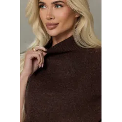 Krótki sweter z prążkowanym półgolfem i rękawami