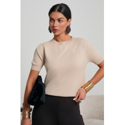 BASICOWY SWETER Z KRÓTKIM RĘKAWEM