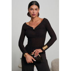 BLUZKA Z DEKOLTEM TWIST I BIŻUTERYJNYM AKCENTEM