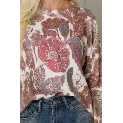 Sweter ze wzorem kwiatowym i cekinami