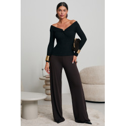 BLUZKA Z DEKOLTEM TWIST I BIŻUTERYJNYM AKCENTEM