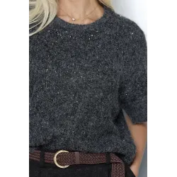 Sweter z krótkim rękawem i cekinami