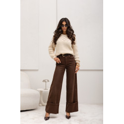 SZEROKIE SPODNIE Z MANKIETAMI I PASKIEM