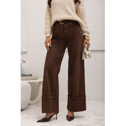 SZEROKIE SPODNIE Z MANKIETAMI I PASKIEM