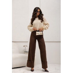 SZEROKIE SPODNIE Z MANKIETAMI I PASKIEM