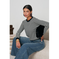 DZIANINOWY SWETER O STRUKTURALNYM WZORZE