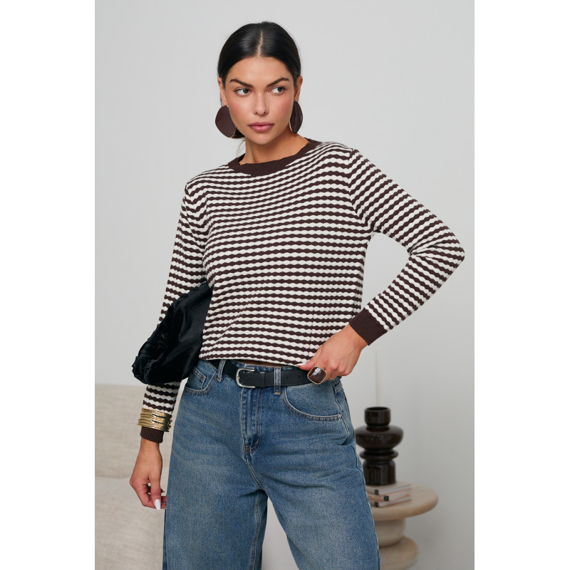 DZIANINOWY SWETER O STRUKTURALNYM WZORZE