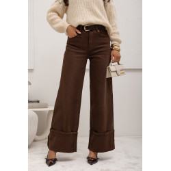 SZEROKIE SPODNIE Z MANKIETAMI I PASKIEM