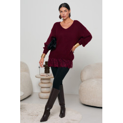 OVERSIZOWY SWETER Z KORONKOWYM DOŁEM
