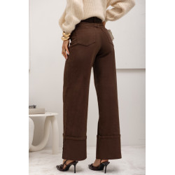 SZEROKIE SPODNIE Z MANKIETAMI I PASKIEM