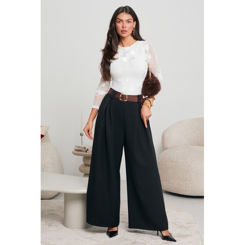 TIULOWA BLUZKA Z SATYNOWYMI KWIATAMI