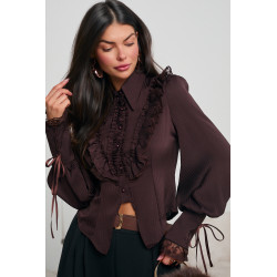 PLISOWANA KOSZULA Z KORONKOWYMI FALBANAMI