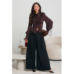 PLISOWANA KOSZULA Z KORONKOWYMI FALBANAMI