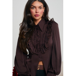 PLISOWANA KOSZULA Z KORONKOWYMI FALBANAMI