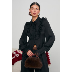 PLISOWANA KOSZULA Z KORONKOWYMI FALBANAMI