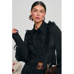 PLISOWANA KOSZULA Z KORONKOWYMI FALBANAMI