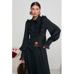 PLISOWANA KOSZULA Z KORONKOWYMI FALBANAMI