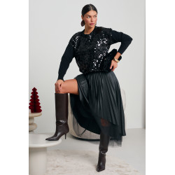 DZIANINOWY SWETER Z CEKINOWYM PRZODEM