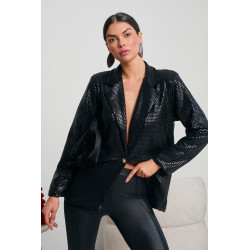 OVERSIZOWA MARYNARKA Z METALICZNĄ MOZAIKĄ