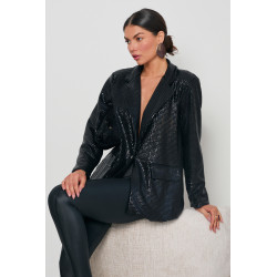 OVERSIZOWA MARYNARKA Z METALICZNĄ MOZAIKĄ