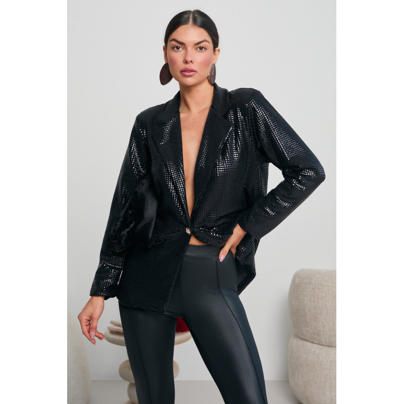 OVERSIZOWA MARYNARKA Z METALICZNĄ MOZAIKĄ