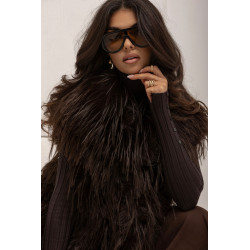 FUTRZANA KAMIZELKA Z DŁUGIM WŁOSIEM