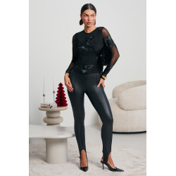 TIULOWA BLUZKA Z SATYNOWYMI KWIATAMI