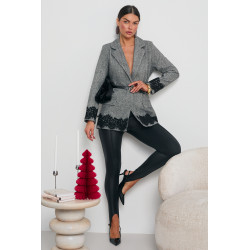 MARYNARKA Z KORONKOWYMI DETALAMI I PASKIEM