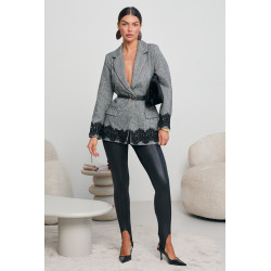 MARYNARKA Z KORONKOWYMI DETALAMI I PASKIEM