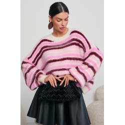 PUSZYSTY SWETER W PASKI O LUŹNYM KROJU