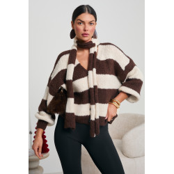 OVERSIZOWY KARDIGAN W PASKI Z SZALIKIEM
