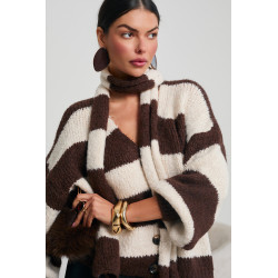 OVERSIZOWY KARDIGAN W PASKI Z SZALIKIEM