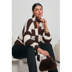 OVERSIZOWY KARDIGAN W PASKI Z SZALIKIEM