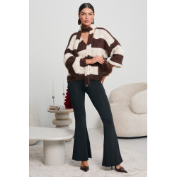OVERSIZOWY KARDIGAN W PASKI Z SZALIKIEM