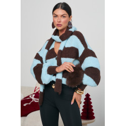 OVERSIZOWY KARDIGAN W PASKI Z SZALIKIEM